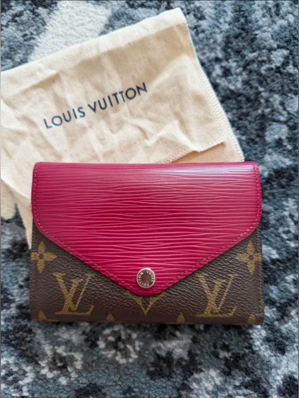 Louis Vuitton Monogram Wallet with Fuchsia Epi Flap
